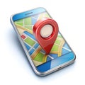 PSD 3D rendering mobile maps apps icon isolated