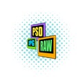 PSD, JPG, RAW file icon, comics style Royalty Free Stock Photo