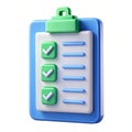 PSD Payment Report Checklist 3D Icon on White Background