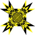 Pseudo stellar black yellow arabesque target umbrella perspective