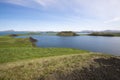 Pseudocraters at Skutustadir surrounding lake Myvatn, Iceland Royalty Free Stock Photo