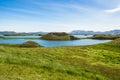 Pseudocraters at Skutustadir surrounding lake Myvatn, Iceland Royalty Free Stock Photo