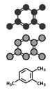 Pseudocumene (1,2,4-trimethylbenzene) aromatic hydrocarbon molecule. Occurs in naturally in coal tar and petroleum