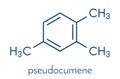 Pseudocumene 1,2,4-trimethylbenzene aromatic hydrocarbon molecule. Occurs in naturally in coal tar and petroleum. Skeletal.
