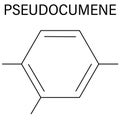 Pseudocumene or 1,2,4-trimethylbenzene aromatic hydrocarbon molecule. Skeletal formula.