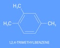 Pseudocumene 1,2,4-trimethylbenzene aromatic hydrocarbon molecule. Skeletal formula.