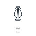 Psi icon. Thin linear psi outline icon isolated on white background from greece collection. Line vector psi sign, symbol for web Royalty Free Stock Photo