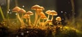 Psilocybe Cubensis Golden Ticher Mushrooms in Enchanting Light