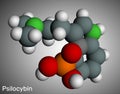 Psilocybin alkaloid molecule. It is naturally psychedelic prodrug Royalty Free Stock Photo