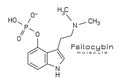 Psilocybin molecule, illustration of chemical formula