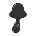 Psilocybin mushroom icon, black silhouette in flat cartoon style