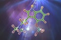 Psilocybin psychedelic mushroom molecule, 3D illustration