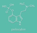 Psilocybin psychedelic mushroom molecule. Prodrug of psilocin. Skeletal formula.