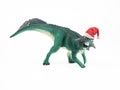 Psittacosaurus Dinosaur with Christmas hat on white background Royalty Free Stock Photo