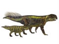Psittacosaurus Dinosaur with Juvenile Royalty Free Stock Photo
