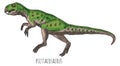 Psittacosaurus illustration. Ancient animal. Dinosaur color drawing