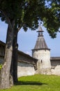 The Pskov ancient stronghold wall and fortress tower Royalty Free Stock Photo