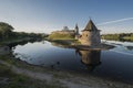 Pskov Kremlin at the confluence of two rivers Velikaya and Pskov Royalty Free Stock Photo