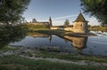 Pskov Kremlin at the confluence of two rivers Velikaya and Pskov Royalty Free Stock Photo