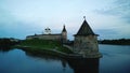 Pskov Kremlin dusk - tower and wall of the fortress