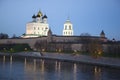Pskov Kremlin late october evening Royalty Free Stock Photo