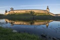 Pskov Kremlin from the side of the Pskova river at sunrise. Royalty Free Stock Photo