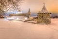 Russia, Pskov, 20, January, 2018: The Pskov Kremlin in the winter, the Pskov region, Pskov Krom Royalty Free Stock Photo