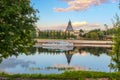 Pskov river Velikaya bridge Olginsky pleasure steamship summer 2016 Royalty Free Stock Photo