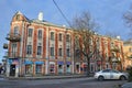 Pskov, Russia, December, 31, 2017. Apartment house of Vasiliy Potashev, 1910 year built at the address: Pskov, the Oktyabrsky Aven Royalty Free Stock Photo