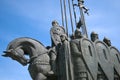 Alexander Nevsky at the head of the Russian army. Fragment of the memorial `Ice Slaughter `