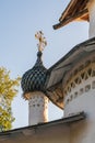 Pskov, Russia, September 6, 2023. Small dome on the roof of the church.