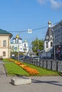 Pskov, view of the Kremlin and the bell tower of the Church of Michael and Gabriel Archangels from Gorodets