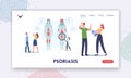 Psoriasis Landing Page Template. Tiny Doctor Character Show Affected Areas on Human Body. Autoimmune Skin Disease Royalty Free Stock Photo