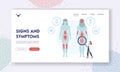 Psoriasis Signs and Symptoms Landing Page Template. Doctors Show Affected Areas on Human Body. Autoimmune Skin Disease Royalty Free Stock Photo