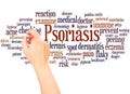 Psoriasis word cloud hand writing concept