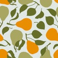 Seamless pattern with delicious fruit pears. Surface design. Royalty Free Stock Photo