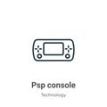 Psp console outline vector icon. Thin line black psp console icon, flat vector simple element illustration from editable