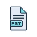 Color illustration icon for Pst, file and document