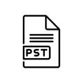 Black line icon for Pst, file and document