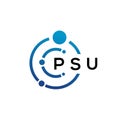 PSU letter technology logo design on white background. PSU creative initials letter IT logo concept. PSU letter design