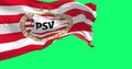 PSV Eindhoven football club waving isolated on a green background