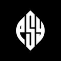 PSY circle letter logo design with circle and ellipse shape. PSY ellipse letters with typographic style. The three initials form a Royalty Free Stock Photo