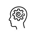 Black line icon for Psych, psychologist and brain Royalty Free Stock Photo