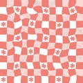 Psychedelic Abstract checkerboard Background in 1970s Retro Style. Groovy hippie poster.