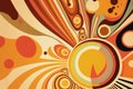 Psychedelic abstract Retro vibe Background, warm color