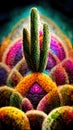 Psychedelic Art San Pedro Cacti. Generative AI Royalty Free Stock Photo