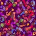 Psychedelic background with question mark and exclamation mark overlapping with heart shapes, modern abstract background
