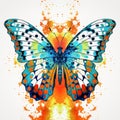 Psychedelic Butterfly: Vibrant Pop Art-inspired Design On White Background Royalty Free Stock Photo