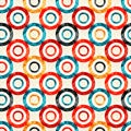 Psychedelic circles on a white background geometric seamless pattern