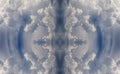 Psychedelic Clouds Faces, Symmetrical Kaleidoscope Mirror, Abstract Background. Royalty Free Stock Photo